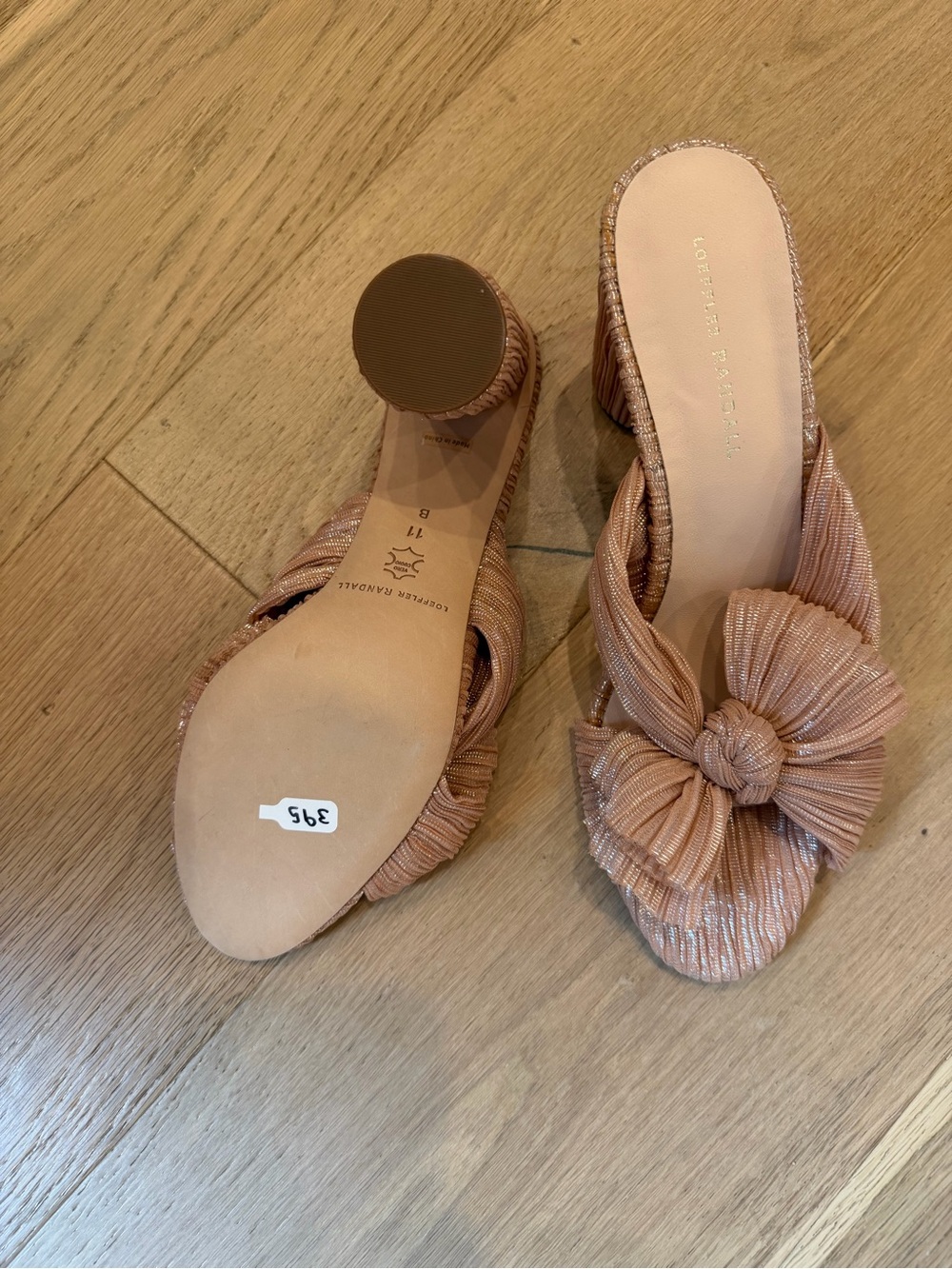 Loeffler Randall Penny Bow Heel Shoes NWOT Size 11 - rose gold shimmer nude - Picture 2 of 5